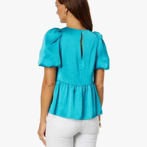 Lilly Pulitzer Blakelynn Elbow Puff Sleeve Top size 14 - Picture 6 of 7